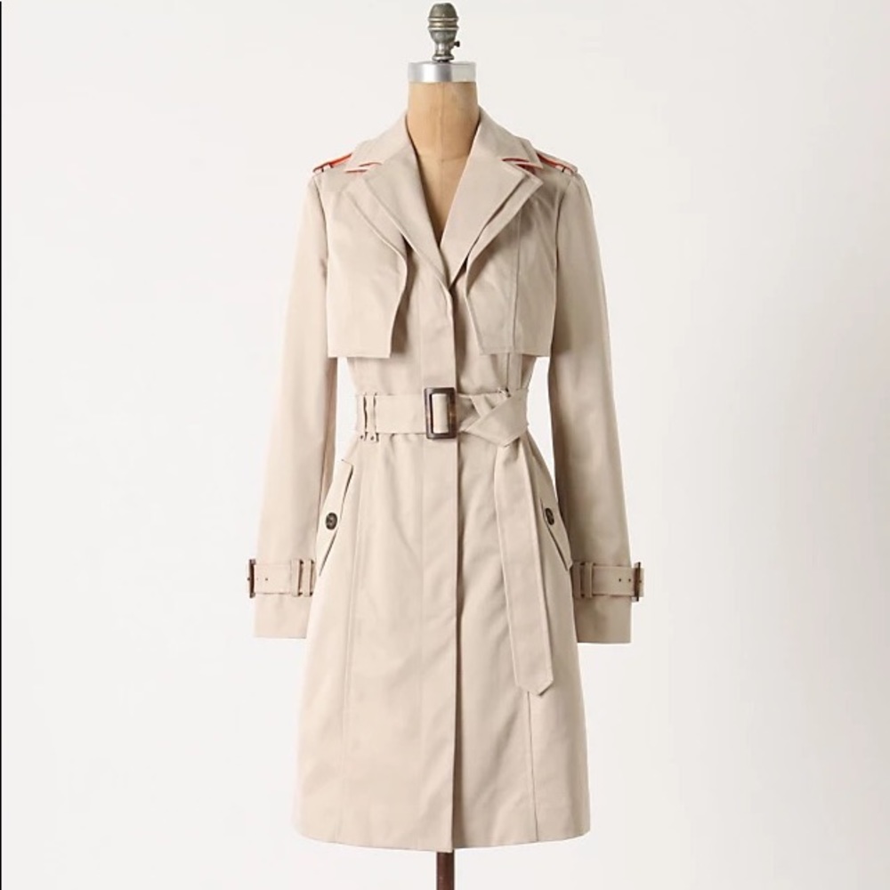 Anthropologie Cartonnier Glowing Horizons Trench Coat Size 2 (Retail Price $198)